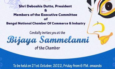 All the Esteemed Members of BNCCI are cordially invited to join the celebration of Bijaya Sammelanni along with the Musical Programme on Friday, 21st October, 2022 at BNCCI House from 6 P.M. onwards & The Programme will be followed by Dinner.