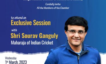 BNCCI President, Shri Debashis Dutta welcomes all the Esteemed Members of the Chamber to join an Exclusive Interactive Session with Sourav Ganguly, Maharaja of Indian Cricket .